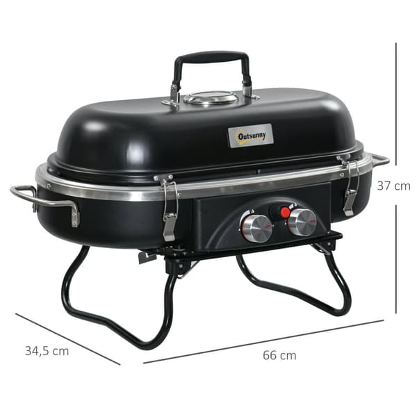 Gasgrill, 2,34 KW, 66x34.5x37 cm, Sort