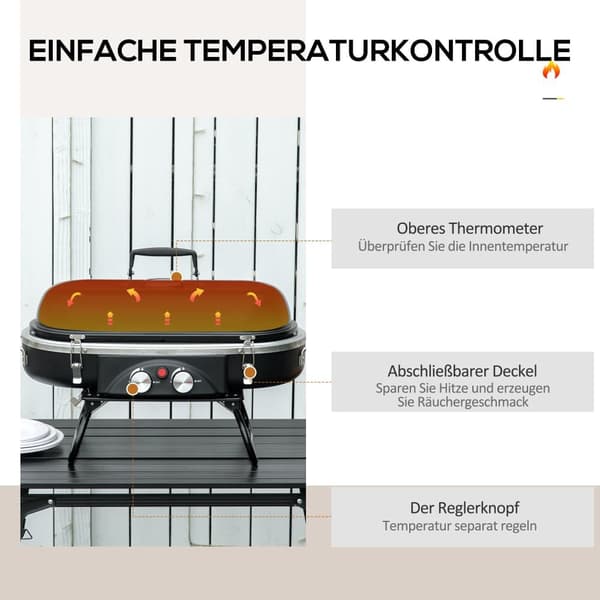 Gasgrill, 2,34 KW, 66x34.5x37 cm, Sort