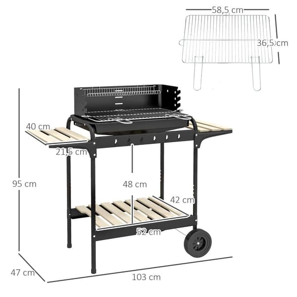 Kulgrill, 103x47x95 cm, Sort
