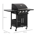 Pikkukuva 3 / 6: Kaasugrilli, BBQ 3 polttimella, 121x55x109 cm, Musta