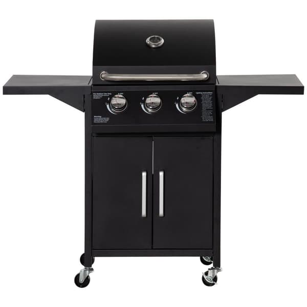 Kaasugrilli, BBQ 3 polttimella, 121x55x109 cm, Musta