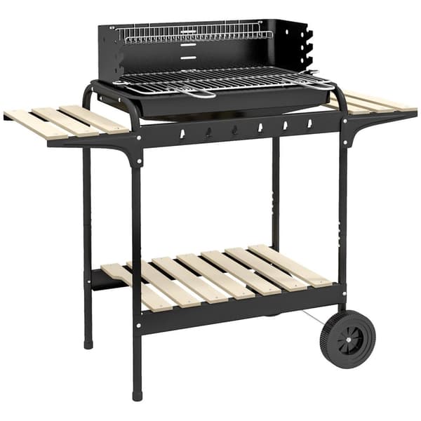 Rootz Charcoal Grill - BBQ Smoker - Barbecue Grill - Justerbara matlagningsnivåer - 103x47x95 cm - Svart
