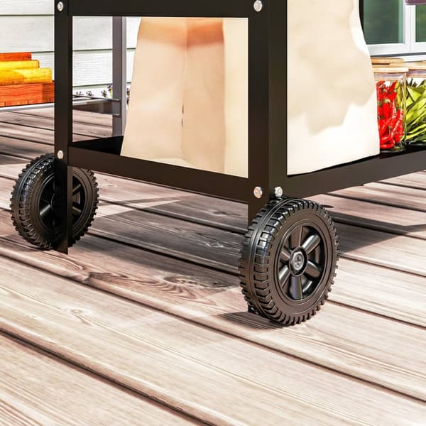Rootz Grill Car - BBQ Serveringsvogn - Grill Bord - Robust & Easy Clean Surface - Rustfrit stål - 100x52x80cm sort, grå