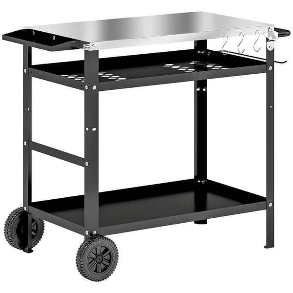 Rootz Grill Car - BBQ Serveringsvogn - Grill Bord - Robust & Easy Clean Surface - Rustfrit stål - 100x52x80cm sort, grå