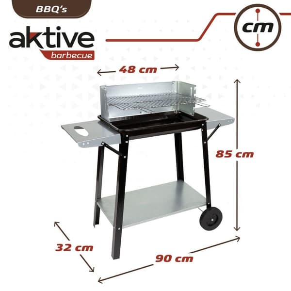 Kolgrill med hjul Aktive Emaljerad metall 90 x 85 x 32 cm Svart