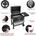 Miniatyrbillede 8 af 11: Stor BBQ-grill med hjul, termometer, stor grillflade & opbevaringshylder – perfekt til familie og venner