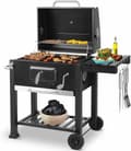 Miniatyrbillede 1 af 11: Stor BBQ-grill med hjul, termometer, stor grillflade & opbevaringshylder – perfekt til familie og venner