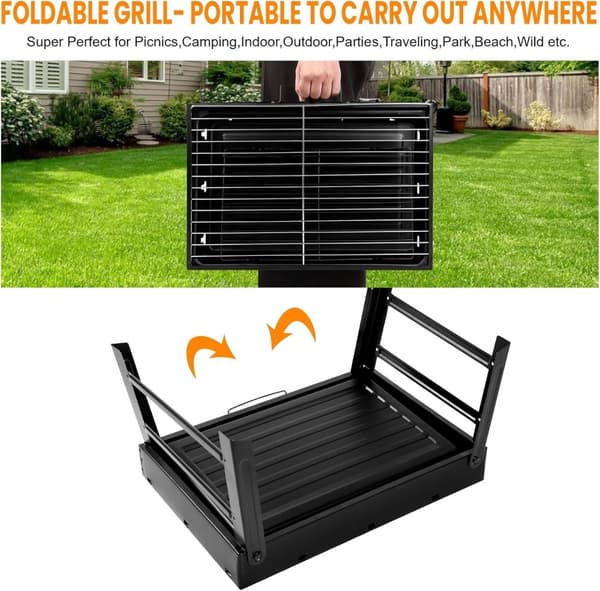 Kompakt og transportabel kulgrill i rustfrit stål – ideel til 2–4 personer på ture, camping eller i haven