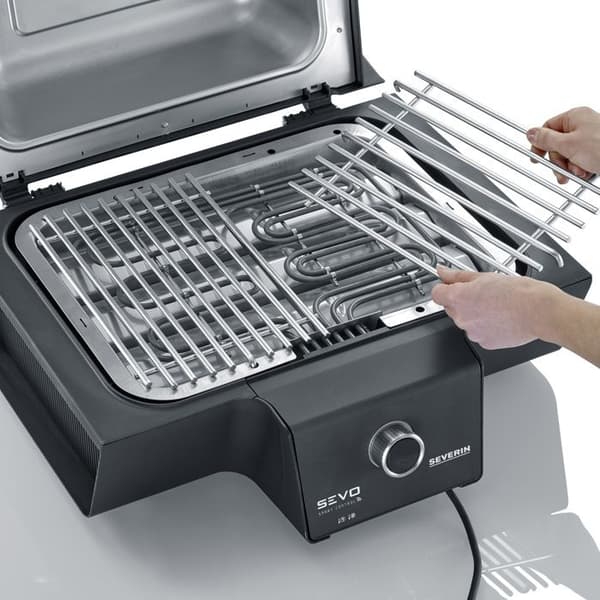 SEVERIN SEVO GT ansluten grill, 3000 W, 0 till 500°C på 10 min., Värmereflektor, 2 termosonder, Lock, Svart, PG8138