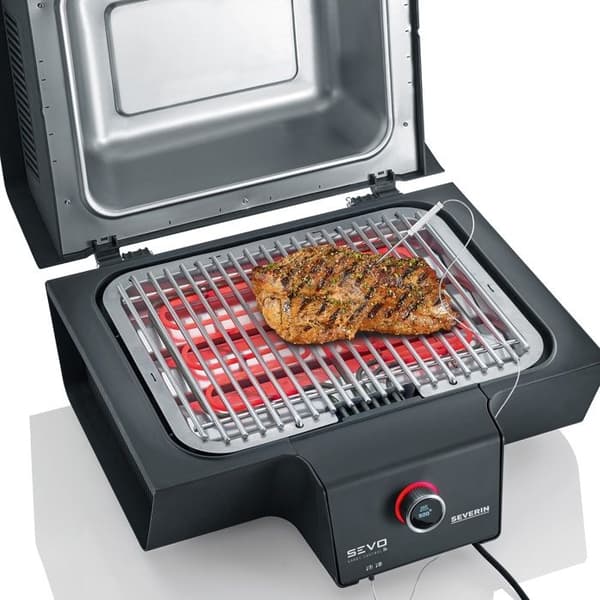 SEVERIN SEVO GT ansluten grill, 3000 W, 0 till 500°C på 10 min., Värmereflektor, 2 termosonder, Lock, Svart, PG8138