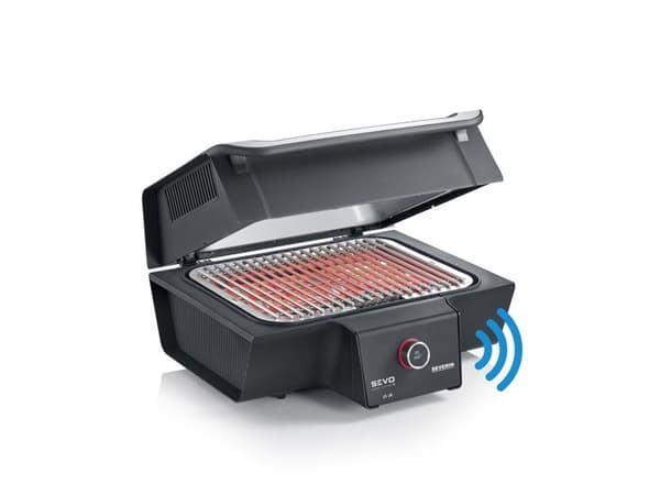 SEVERIN SEVO GT ansluten grill, 3000 W, 0 till 500°C på 10 min., Värmereflektor, 2 termosonder, Lock, Svart, PG8138 Svart, Rostfritt stål