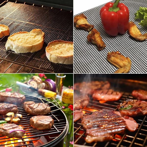 Set med 4 delar grill, grillnät återanvändbar och skärbar matta non-stick grill för yoghurtmaskiner ugnstillagning - 40x33cm