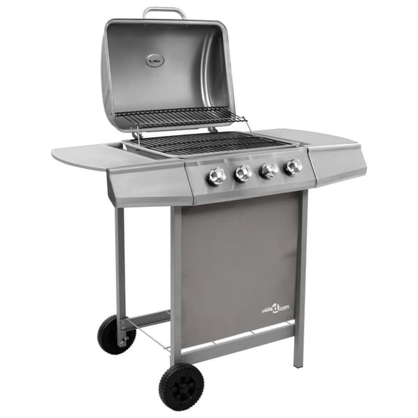 Gasolgrill med 4 brännare silver