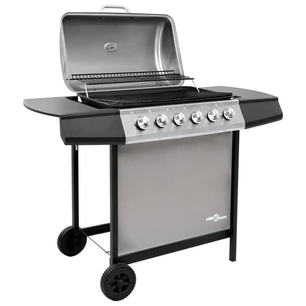 Gasolgrill med 6 brännare svart och silver
