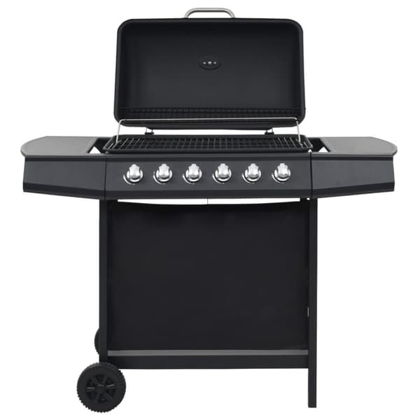 Gasolgrill med 6 grillzoner stål svart