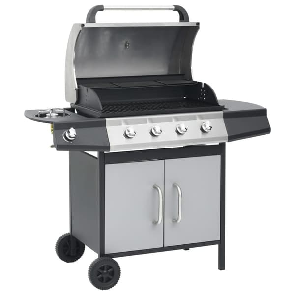 Gasolgrill 4+1 kokzoner svart och silver