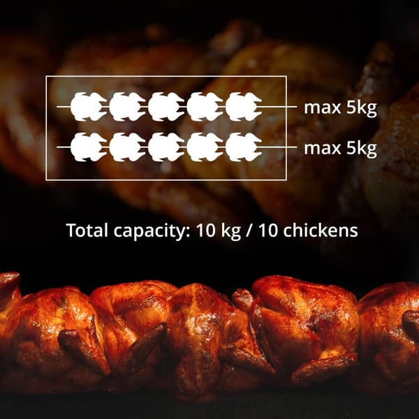 Gaskycklinggrill - 2 spett - med belysning - Royal Catering