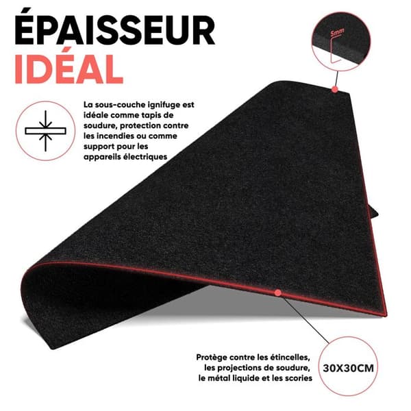 EVOCAMP brandmatta 70x32 cm – skyddsmatta för golvet vid kamin, grill, brandplatta - tål 982 °C