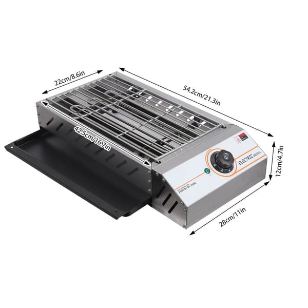 Elektrisk Grill, Justerbar Temperatur 50-300°C, Bärbar Design,svart