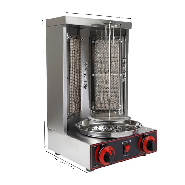 Shawarma Broiler Maskine, Høj Kapacitet 8kg, Effektiv 360° Rotation,sort