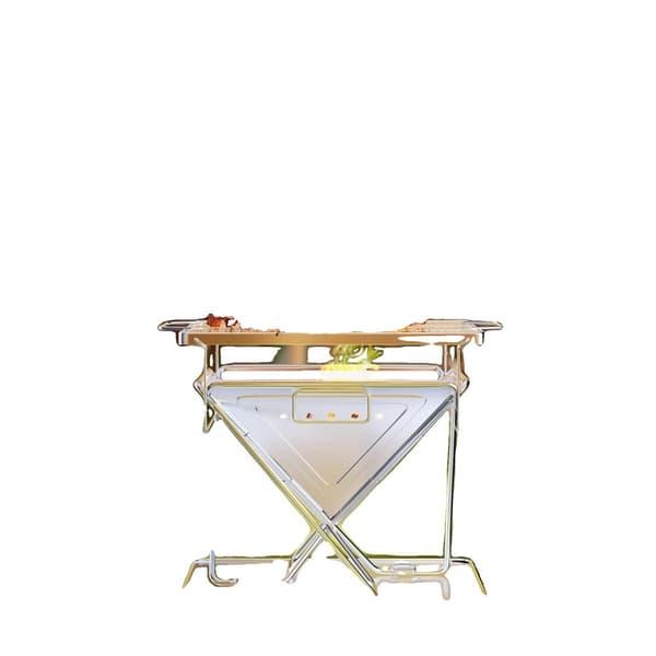 Fällbar Eldstad Grill, Bärbar Design, Justerbar Höjd,Silver