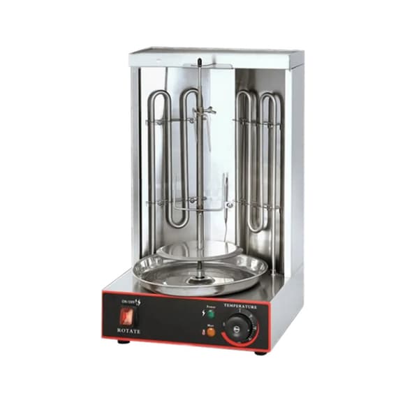 Kommersiell elektrisk shawarma-grill, effektiv tvåvärmesystem, automatisk rotation vid 6 varv per minut,Flisa