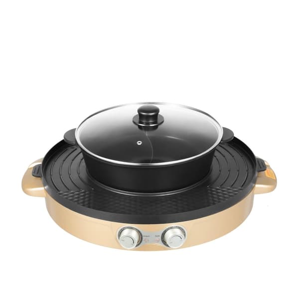 Elektrisk Hot Pot Grill, 2200W Effekt, Non-Stick Belægning,Som vist