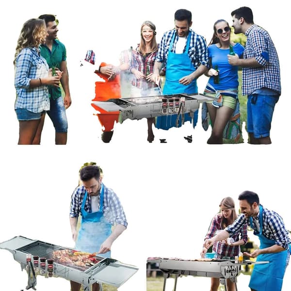 Kolgrill, Bärbar Design, Non-Stick Panna, Justerbar Luftventil