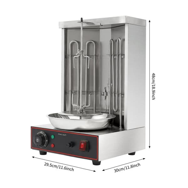 Kebabmaskine, 3000W effekt, justerbar temperatur 50-300°C, 2 rustfrie stålrør til opvarmning