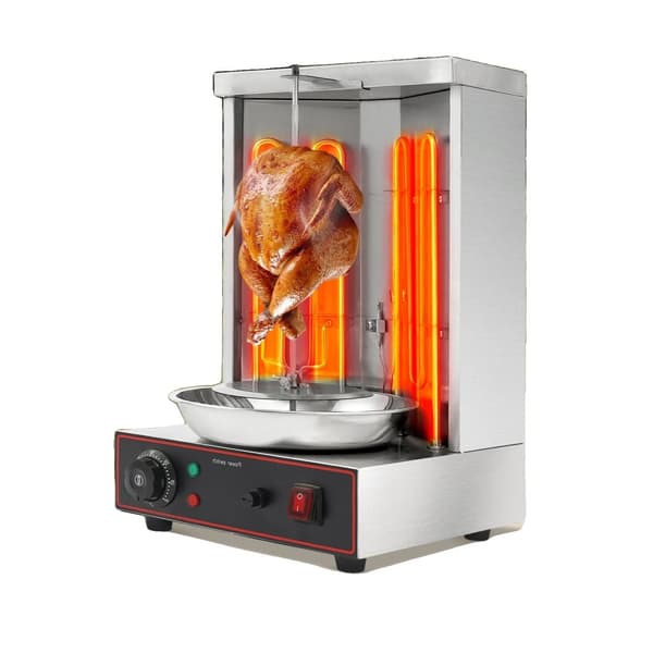 Kebabmaskine, 3000W effekt, justerbar temperatur 50-300°C, 2 rustfrie stålrør til opvarmning