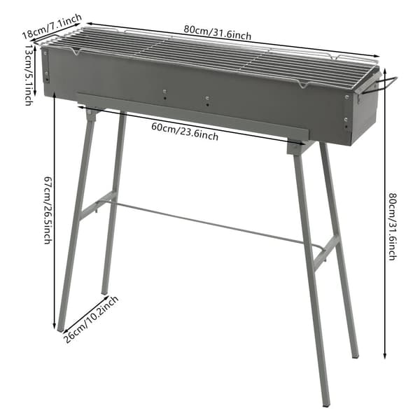 Bärbar BBQ-grill, kolbränsle, zink-järnlegering, hopfällbar design,Stil 1