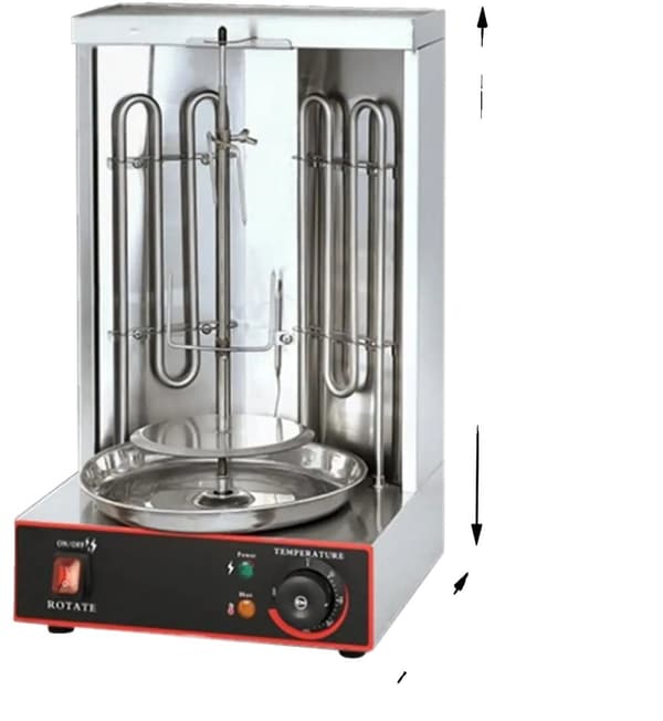 Elektrisk vertikal grill, 3000W effekt, 2 värmerör, 360° automatisk rotation,Silver