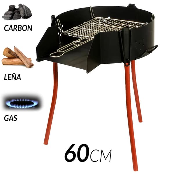 Rustik kolgrillgrill, justerbar höjd, mångsidiga matlagningsalternativ,60 cm