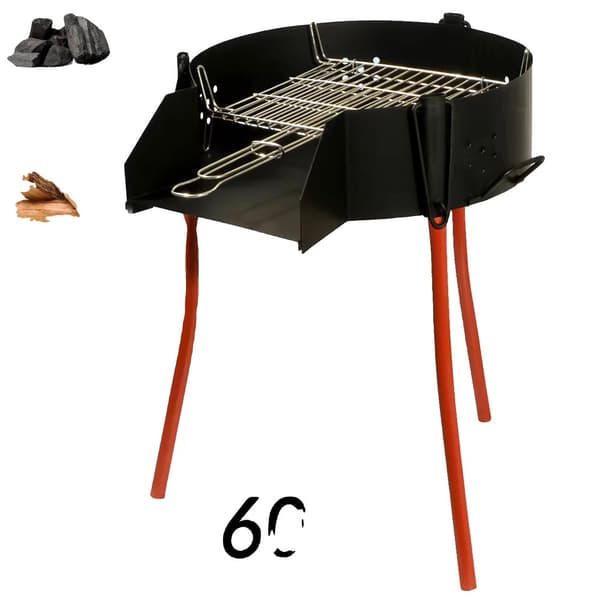 Rustik kolgrillgrill, justerbar höjd, mångsidiga matlagningsalternativ,60 cm