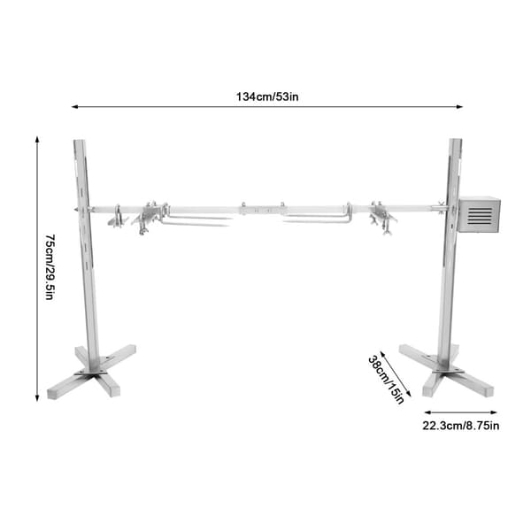 Elektrisk BBQ Grill Kit, Justerbar Höjd, 40 kg Lastkapacitet,Silver