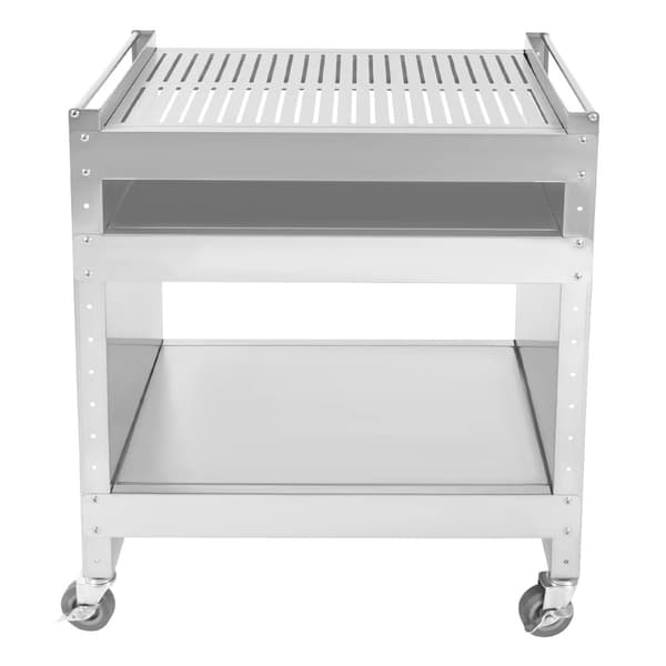Rostfritt Stål Grillvagn, Justerbara Hyllor, 4 Låsbara Hjul, Rymlig Design,Silver