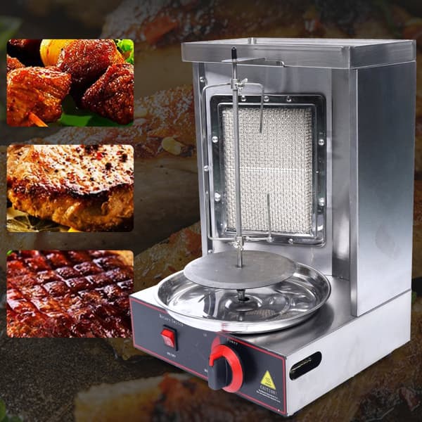 360° Rotationsgrillmaskin, Justerbar temperatur upp till 572°F, 2000W värmeeffekt, Konstruktion i rostfritt stål
