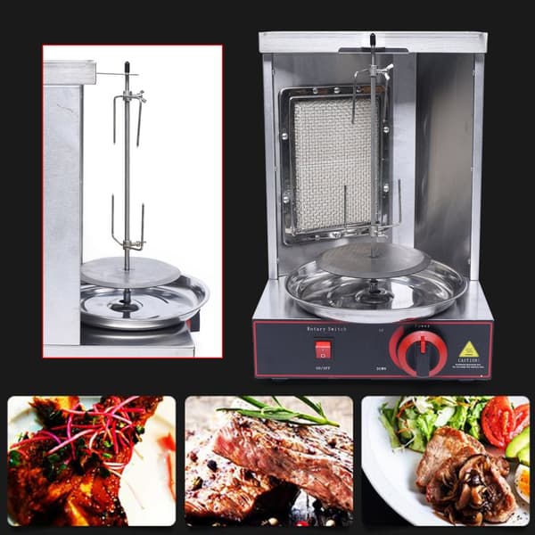 360° Rotationsgrillmaskin, Justerbar temperatur upp till 572°F, 2000W värmeeffekt, Konstruktion i rostfritt stål