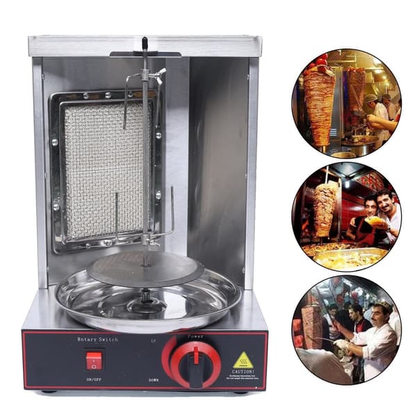 360° Rotationsgrillmaskin, Justerbar temperatur upp till 572°F, 2000W värmeeffekt, Konstruktion i rostfritt stål