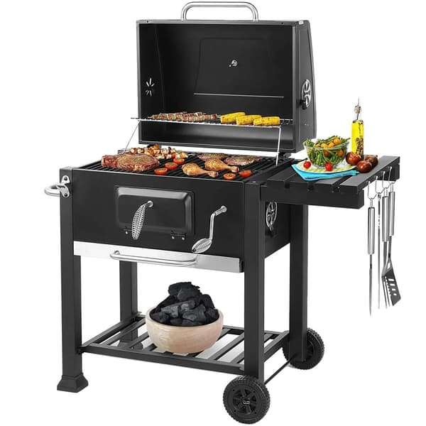 Utomhus Camping BBQ Grill, Offset Rökskåp, Justerbar Ventilation