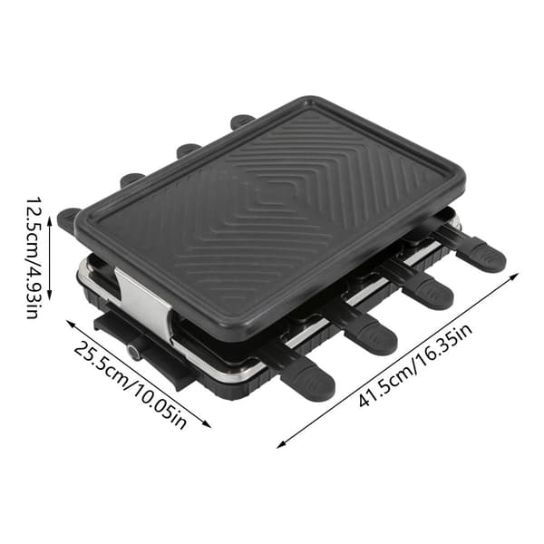 Bärbar Elektrisk BBQ Grill, 1300W Effekt, Flera Brickor för Matlagning, Platsbesparande Design