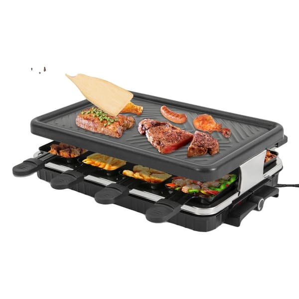 Bärbar Elektrisk BBQ Grill, 1300W Effekt, Flera Brickor för Matlagning, Platsbesparande Design