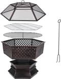 Miniatyrbild 2 av 4: Utomhus Hexagonal Trädgårdsgrill, Kol Kol Bassäng, Brandsäkert Stål med Gallerlock