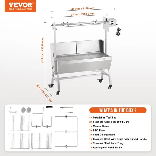 Rotisserie Grill, 90 lbs kapacitet, 40W effekt,35-tums bräda