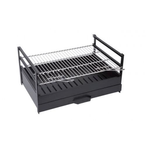Träkolsgrilllåda med grill i rostfritt stål 70 x 40 cm - Metallgrill L.70 x l, 40 x H.29 cm