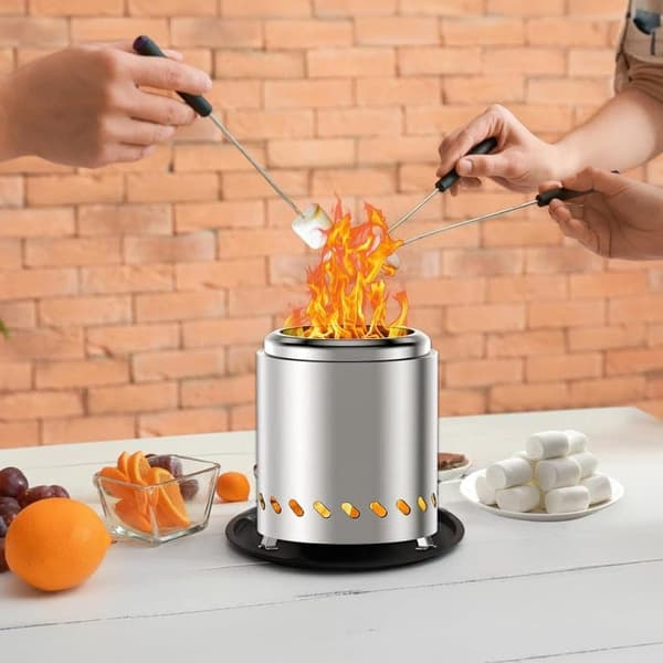 Bomclap Grill - BBQ - Bærbar røgfri pejs - Rustfri Mini udendørs komfur med taske | Bordpejs til altan/camping