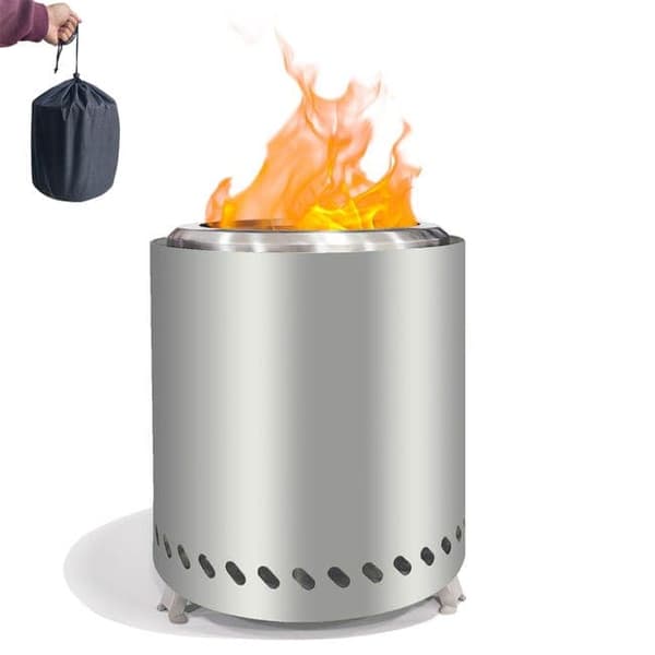 Bomclap Grill - BBQ - Bærbar røgfri pejs - Rustfri Mini udendørs komfur med taske | Bordpejs til altan/camping