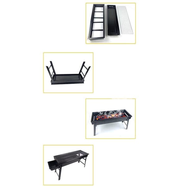 Bomclap Grill - BBQ - Bärbar Träkol Grill – Stor Svart Fällbar Utomhusgrill för Kolgrillning