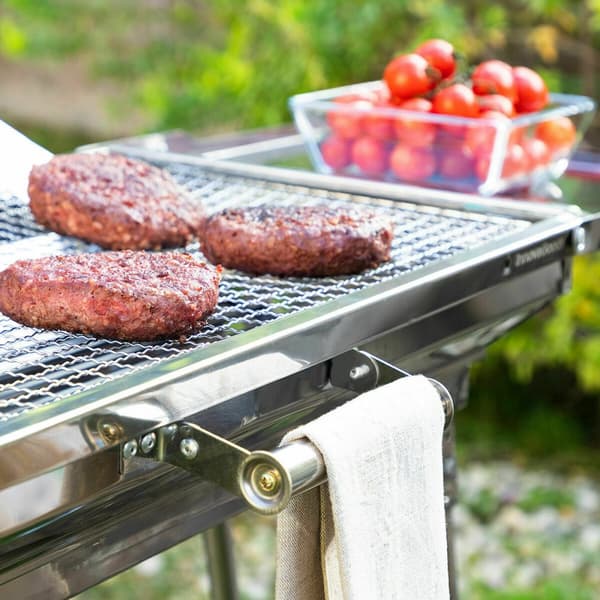 Pack Hopfällbar Kolgrill i Rostfritt Stål och Underlägg för ugn och grill InnovaGoods