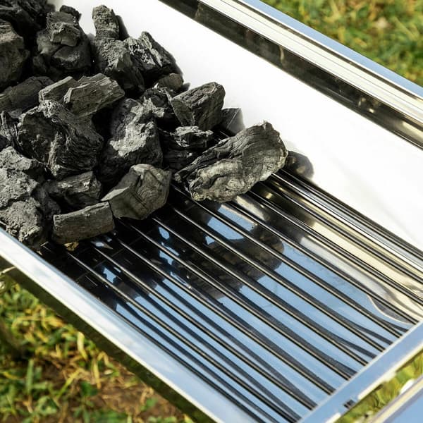 Pack Hopfällbar Kolgrill i Rostfritt Stål och Underlägg för ugn och grill InnovaGoods